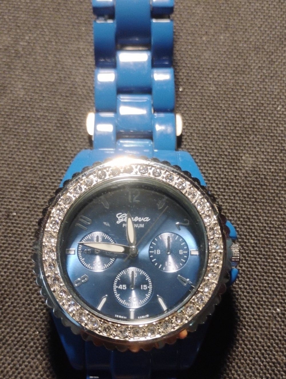 Geneva Blue Crystal Accent Bracelet Watch